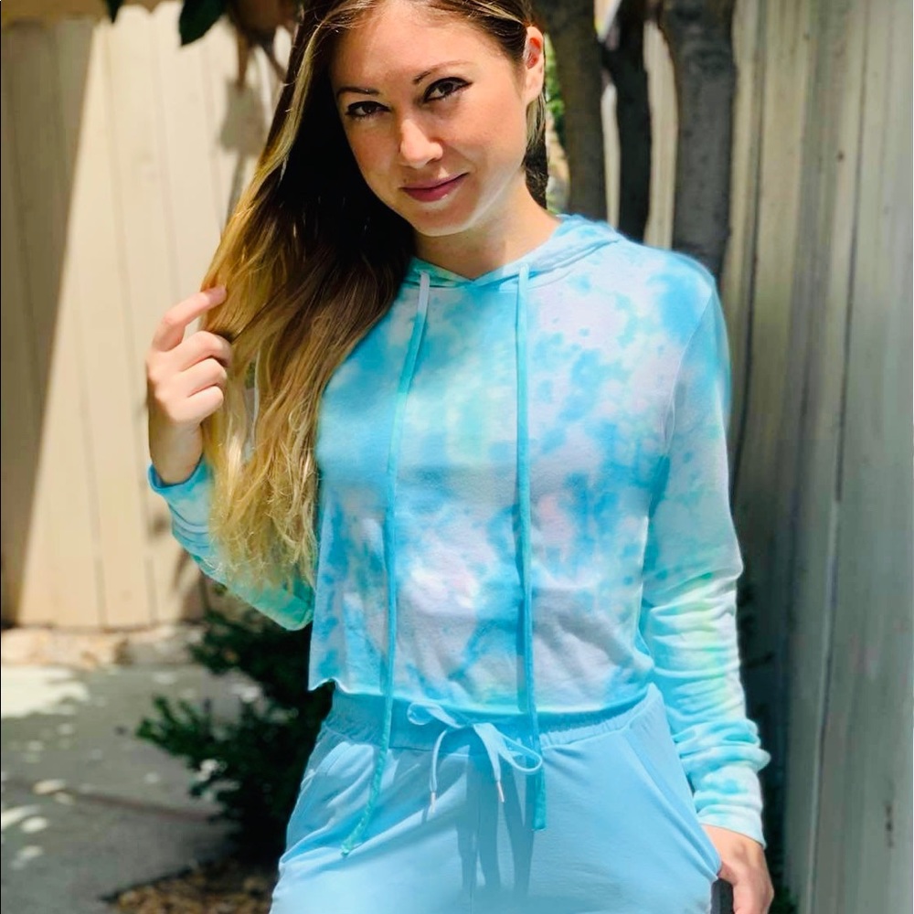 Hand Dyed Aquamarine Tie Dye Lounge Wear Set